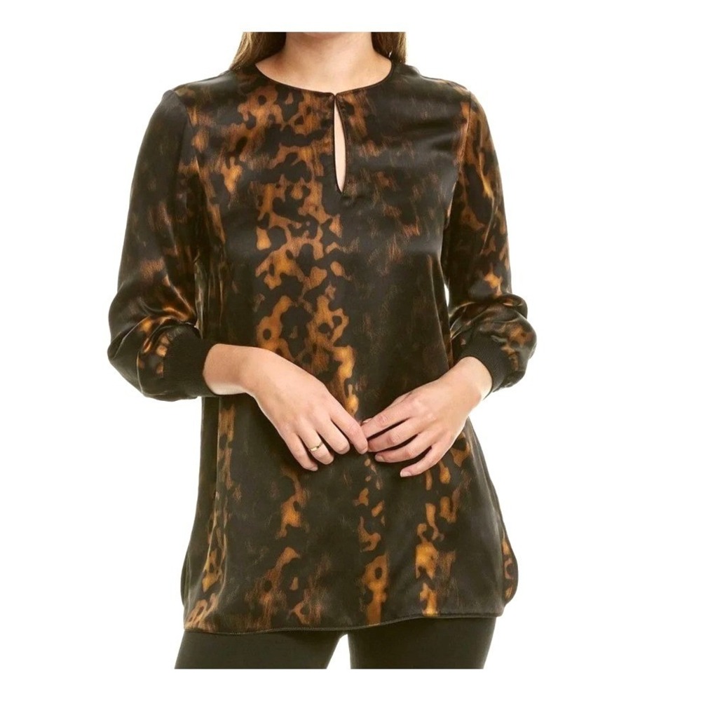 Lafayette 148 New York Black and Brown Patterned Tunic